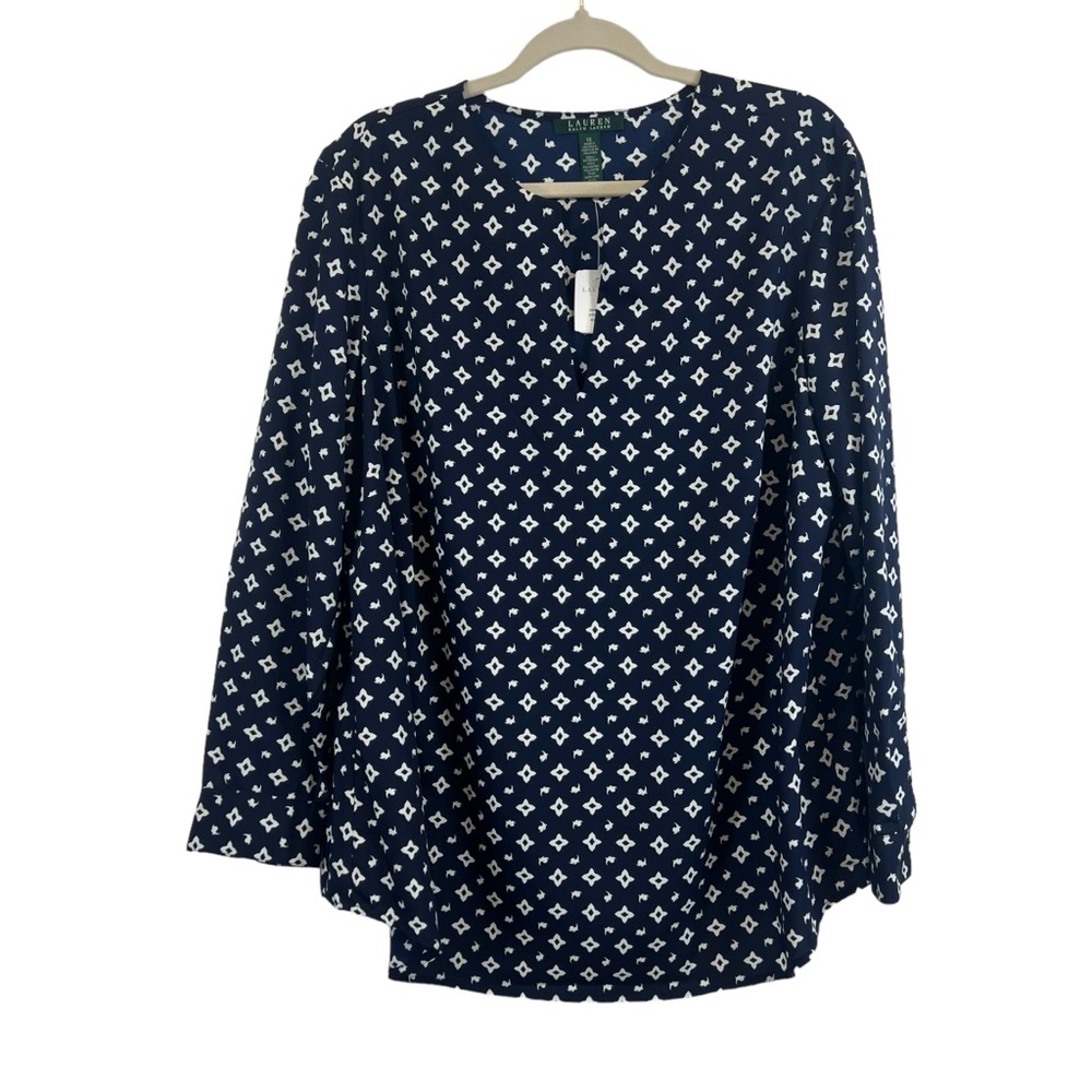 Lauren Ralph Lauren Pullover Women's Top Plus Size 1X NWT Navy Long Sleeve